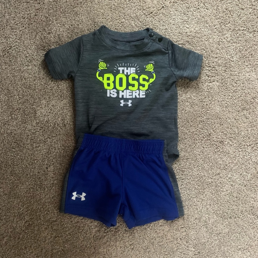 6-9 month boys under armour shorts outfit. Excellent condition
